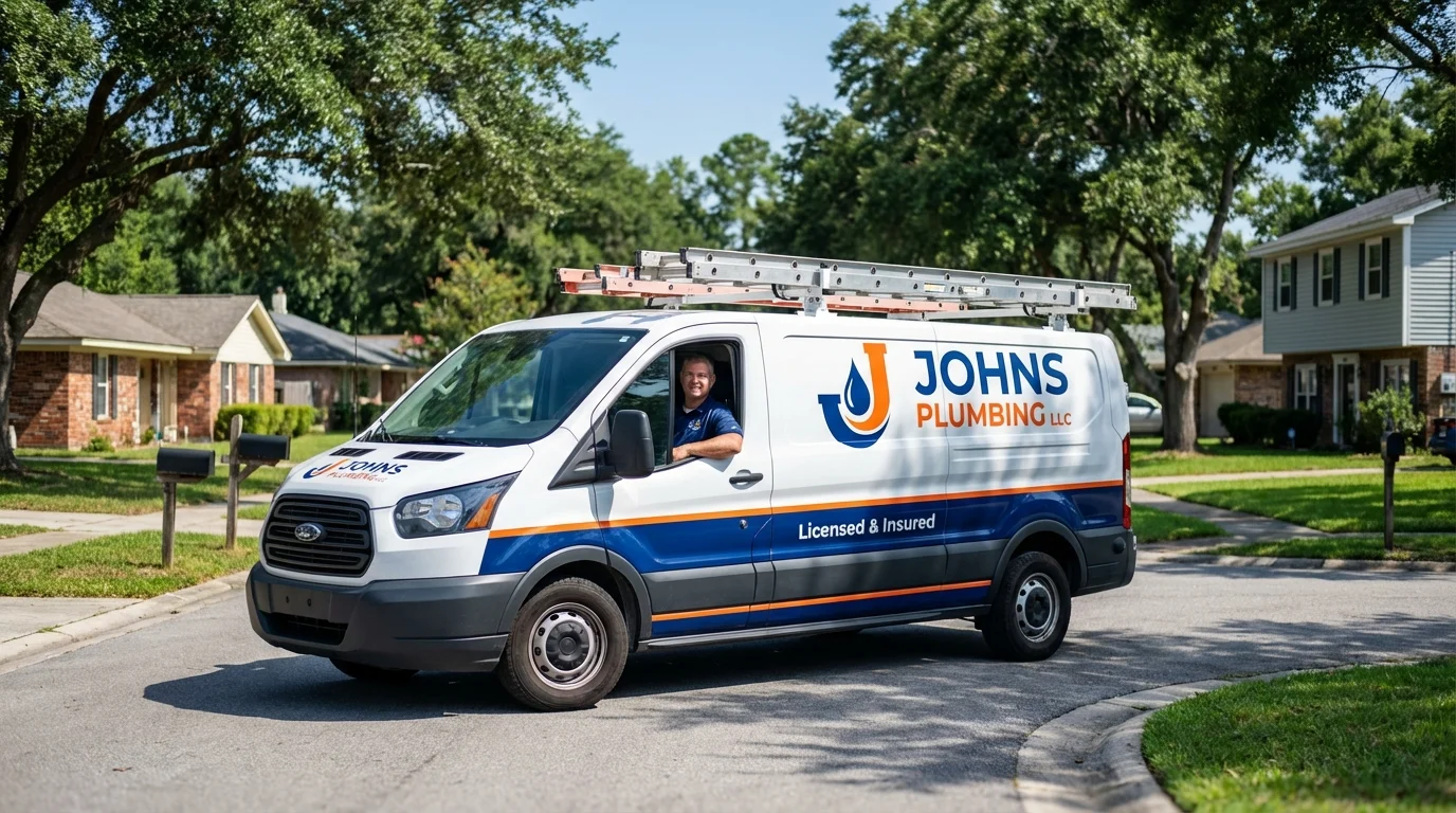 Johns Plumbing LLC service van in Groveton, NH