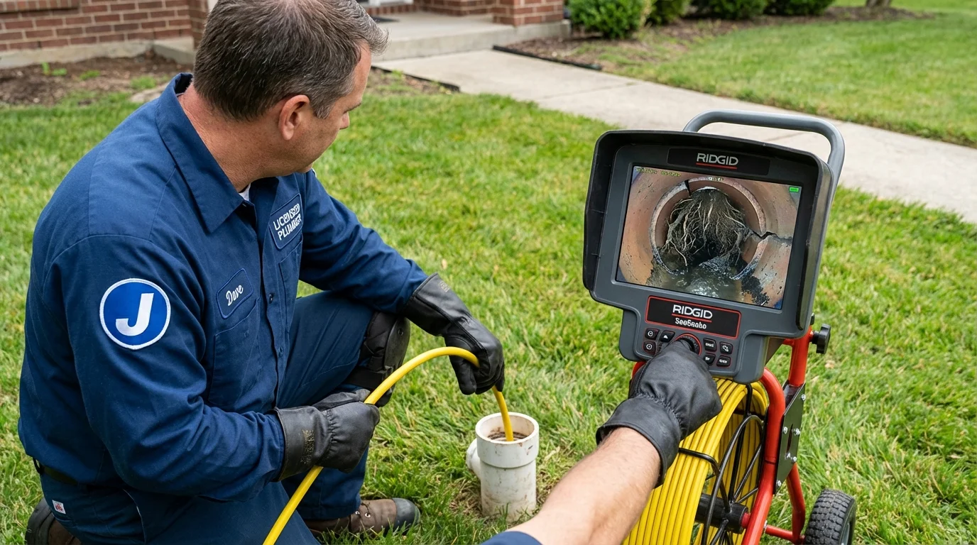 Sewer camera inspection being performed by Johns Plumbing LLC in Groveton