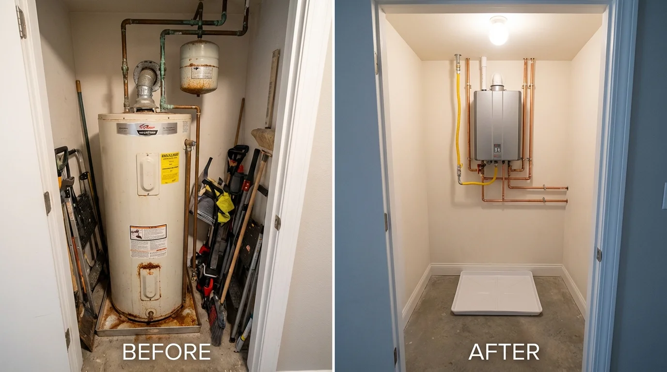 Tank water heater versus wall-mounted tankless unit comparison for Groveton, NH homeowners